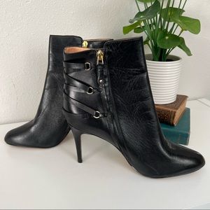 Halogen Black Leather Ankle Bootie